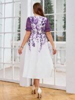Rochie Midi Andrey Alba cu Print Mov - Marimi Mari - imagine 2