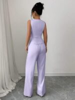 Compleu Delfy Lila format din Vesta si Pantalon - imagine 2
