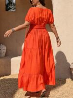 Rochie Lunga Dinesh Portocalie - Marimi Mari - imagine 2
