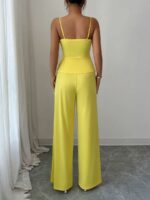Compleu Eevi Galben format din Top si Pantalon - imagine 2