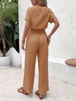 Compleu Solea Bej format din Top si Pantalon - imagine 2