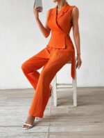 Compleu Gustina Portocaliu format din Top si Pantalon