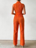 Compleu Gustina Portocaliu format din Top si Pantalon - imagine 2