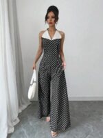Salopeta Judith Neagra cu Buline Albe