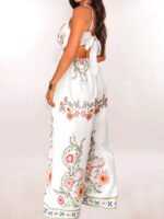 Salopeta Lunga Kitte Alba cu Print Multicolor - imagine 2