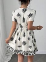 Rochie Scurta Laplaia Crem cu Print Negru - imagine 2