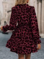 Rochie Scurta Malina Grena cu Animal Print Negru - imagine 2