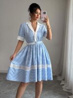 Rochie Scurta Minka Alba cu Dungi Bleu