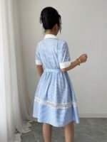 Rochie Scurta Minka Alba cu Dungi Bleu - imagine 2