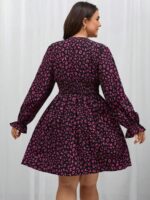 Rochie Scurta Montijo Neagra cu Print Roz - imagine 2