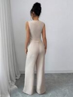 Compleu Nicky Crem format din Top si Pantalon - imagine 2