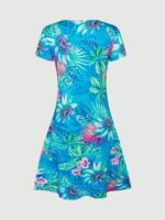 Rochie Scurta Norma Albastra cu Print Multicolor - imagine 2