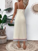 Rochie Midi Otilie Crem cu Print Multicolor - imagine 2