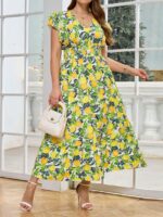 Rochie Lunga Rahel Alba cu Print Lamai - Marimi Mari