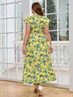 Rochie Lunga Rahel Alba cu Print Lamai - Marimi Mari - imagine 2