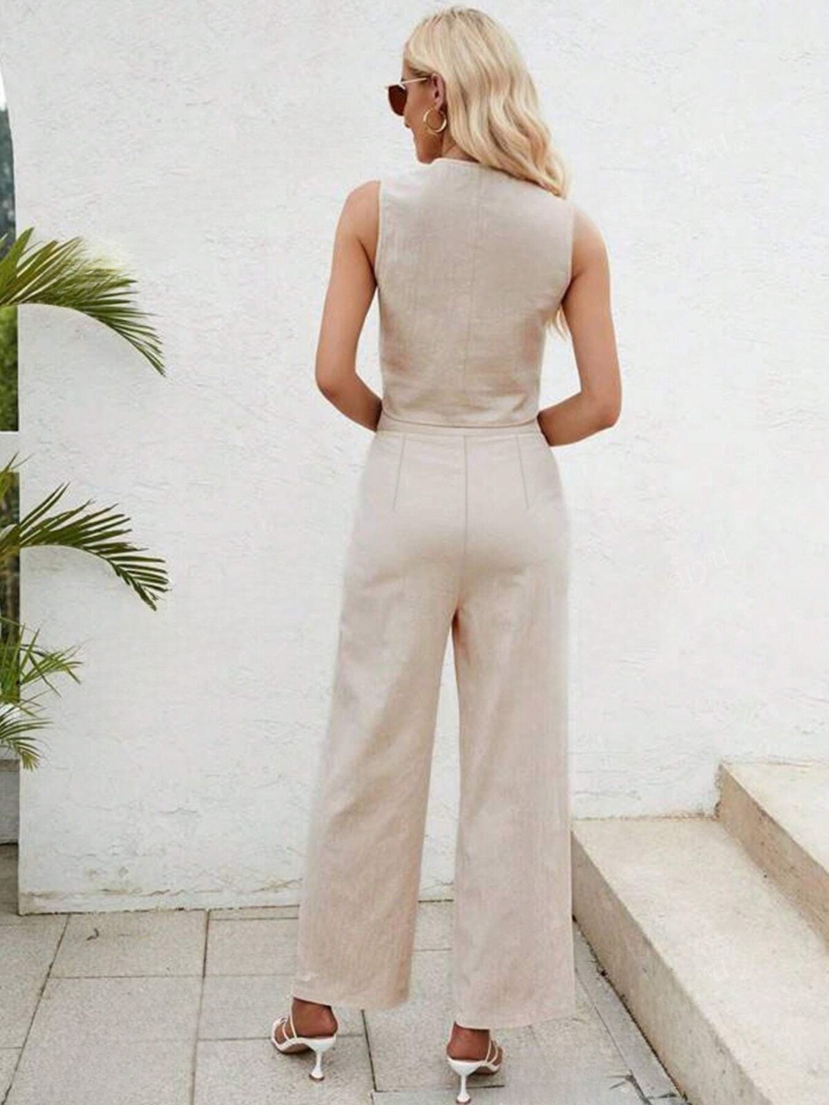 Compleu Saini Crem format din Vesta si Pantalon - imagine 2