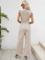 Compleu Saini Crem format din Vesta si Pantalon - imagine 2