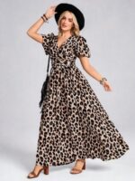 Rochie Lunga Aldina cu Print Leopard