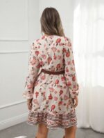 Rochie Scurta Eleanor Alba cu Print Floral - imagine 2