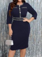 Rochie Scurta Onur Bleumarin - Marimi Mari - imagine 3