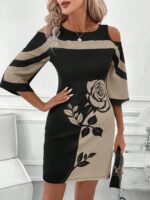 Rochie Scurta Maya Negra cu Bej