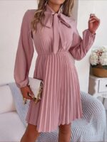 Rochie Scurta Andres Roz Pudra Plisata