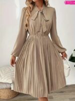 Rochie Midi Everine Bej Plisata - imagine 4