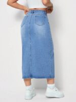 Fusta Midi Arnica Din Denim - imagine 2