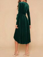 Rochie Midi Aylla Verde din Catifea - imagine 2
