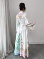 Rochie Lunga Mirem Alba cu Print Multicolor - imagine 2