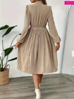 Rochie Midi Everine Bej Plisata - imagine 2