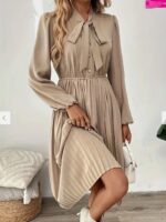Rochie Midi Everine Bej Plisata - imagine 3