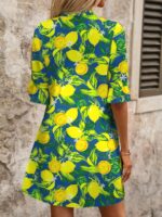 Rochie Scurta Ginnie Albastra cu Print Lamai - imagine 2