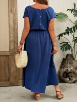 Rochie Lunga Sandrine Albastra - Marimi Mari - imagine 2