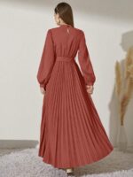 Rochie Lunga Criss Corai cu Pliuri - imagine 2