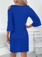 Rochie Scurta Isobel Albastra cu Alb - imagine 2