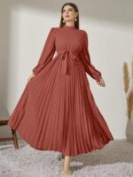 Rochie Lunga Criss Corai cu Pliuri
