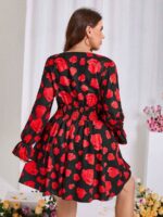Rochie Scurta Miles Neagra cu Trandafiri Rosii - Marimi Mari - imagine 2