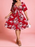 Rochie Scurta Harmony Rosie cu Print Floral Alb - Marimi Mari
