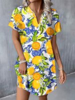 Rochie Scurta Bresla Alba cu Print Lamai - imagine 3
