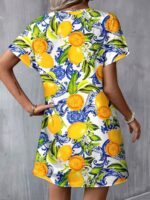 Rochie Scurta Bresla Alba cu Print Lamai - imagine 2