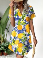 Rochie Scurta Bresla Alba cu Print Lamai