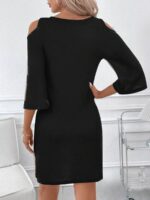 Rochie Scurta Maya Negra cu Bej - imagine 2