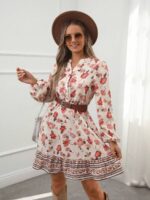 Rochie Scurta Eleanor Alba cu Print Floral