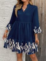 Rochie Scurta Owen Bleumarin cu Print Alb