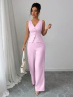 Compleu Shibba Roz format din Vesta si Pantalon - imagine 3