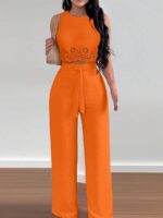 Compleu Zendra Portocaliu format din Top si Pantalon