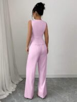 Compleu Shibba Roz format din Vesta si Pantalon - imagine 2