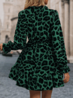 Rochie Scurta Sibora Verde cu Print Leopard Negru - Marimi Mari - imagine 2
