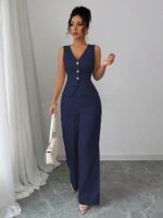 Compleu Nacesia Bleumarin format din Vesta si Pantalon